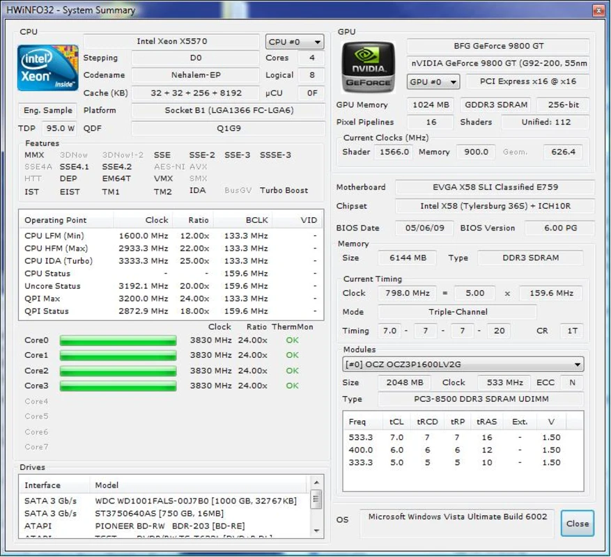 HWiNFO on-screen display showing GPU temperature and clock over a game